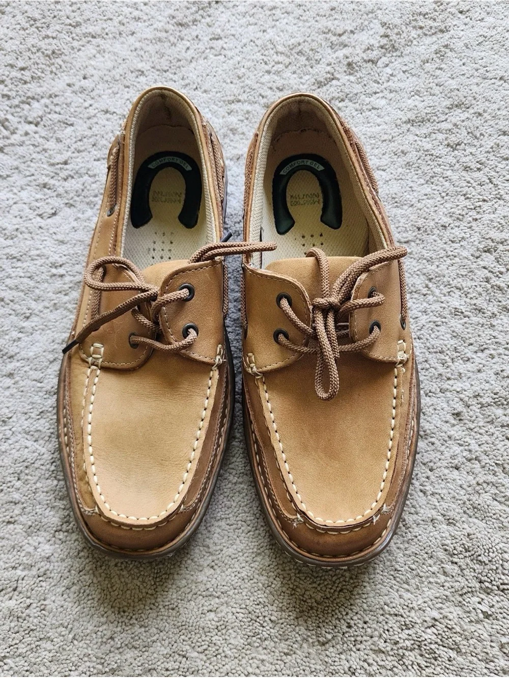 Nunn Bush Men’s Brown Leather Boat Shoes Deck Casual Lace Up Size 9.5